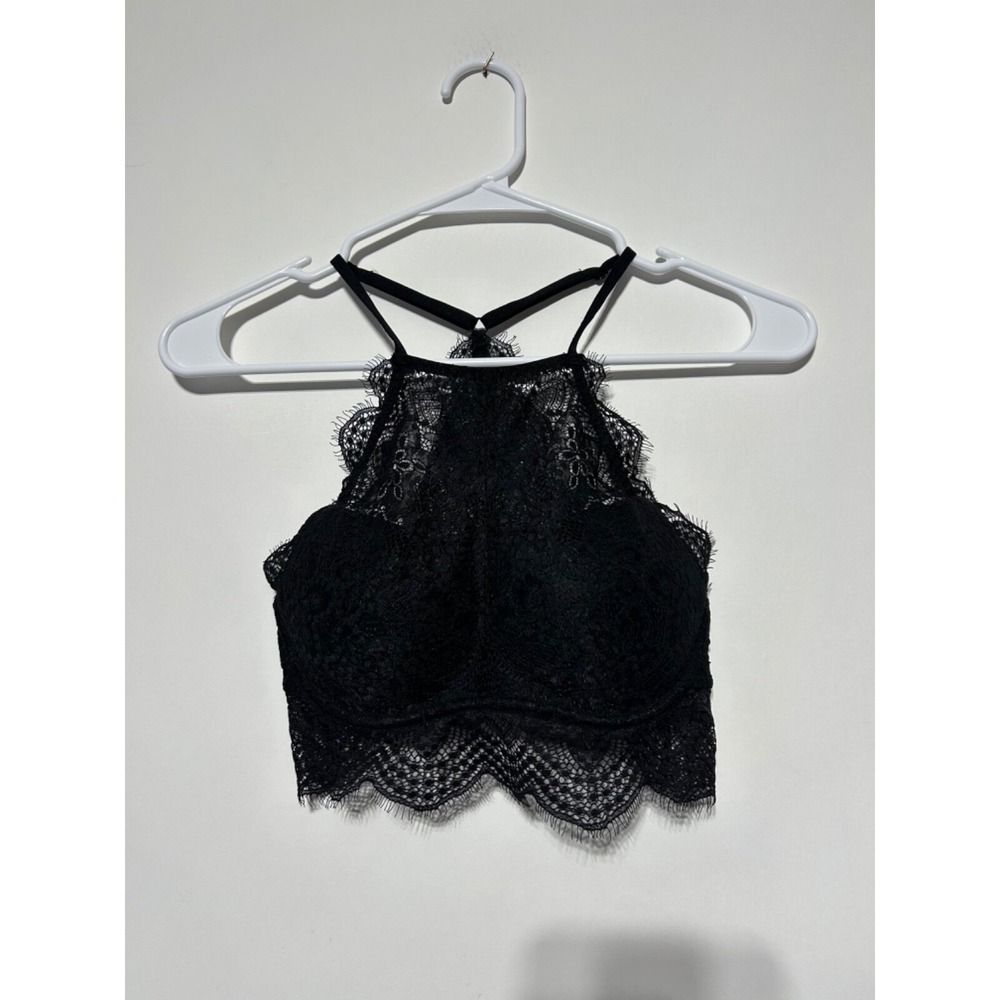 Victoria's Secret Pink Women Size XS (AA-B) Black Padded Underwire Lace Bralette